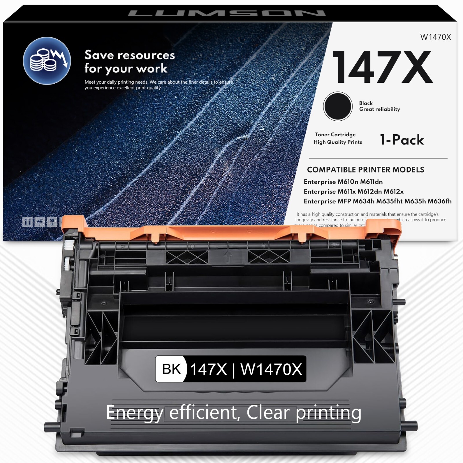 W1470X 147X Black High Yield Toner Cartridge Compatible for HP M611dn Printer