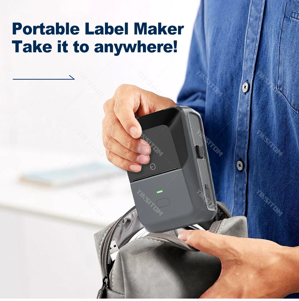 YINSITOM 20-50mm Mini Thermal Printer Bluetooth Barcode Label Sticker Maker