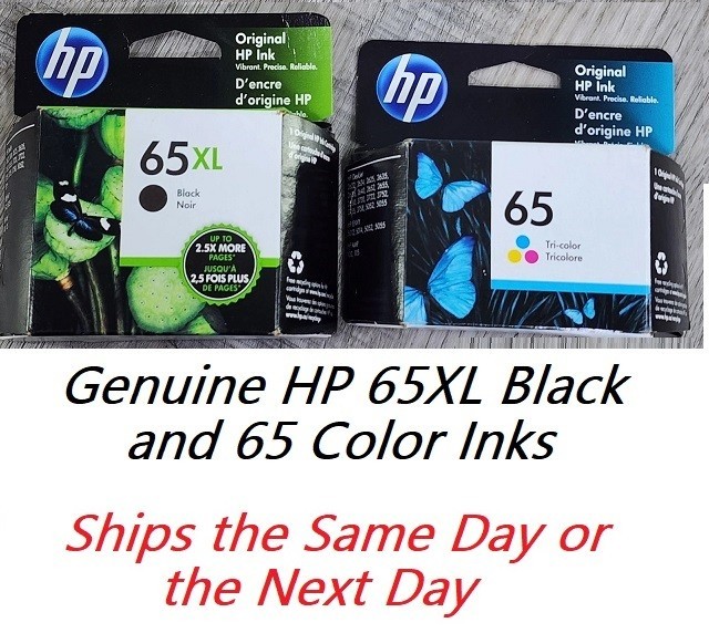 Genuine Factory Sealed Original OEM HP 65XL Black & 65 Color Inkjets 2022-2023