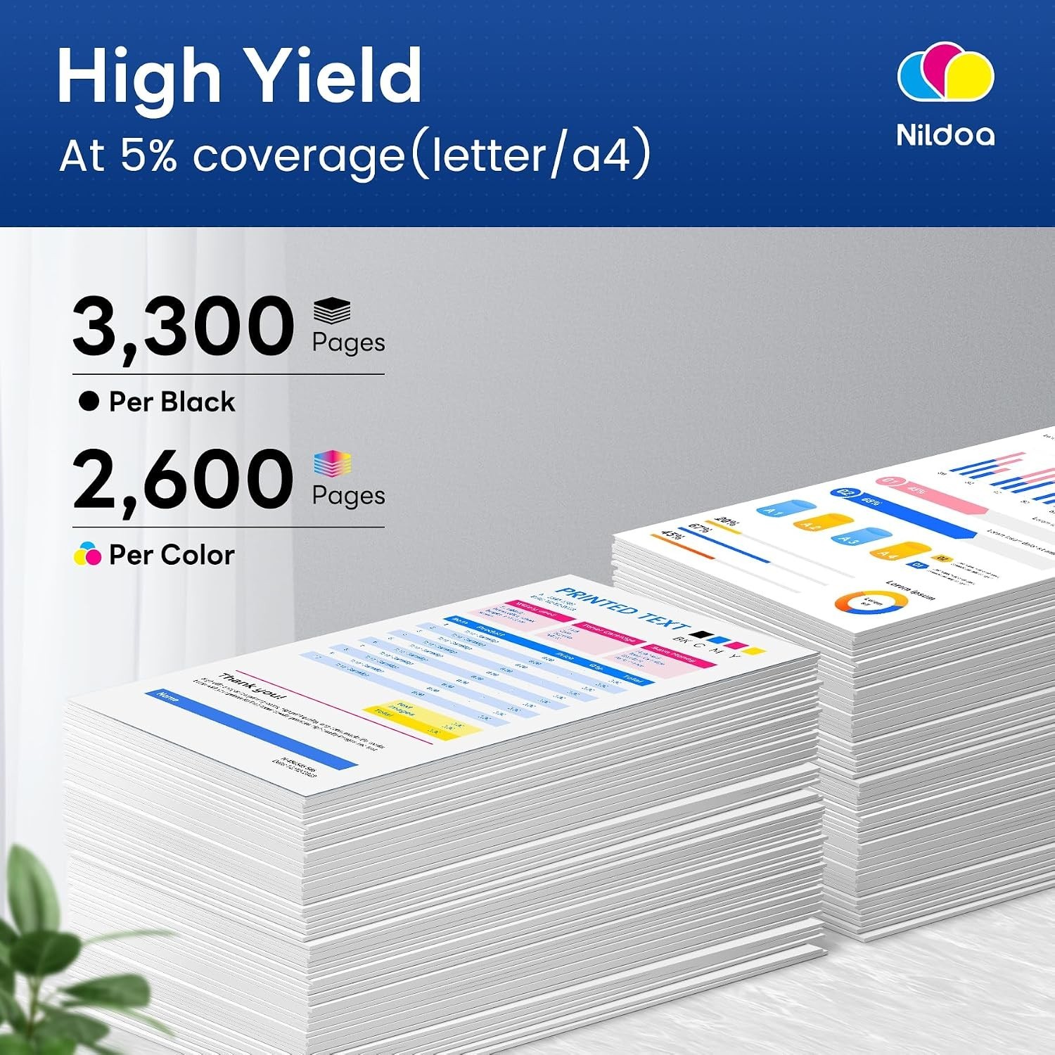 Nildoa TN227 Compatible High Yield Toner 4-Pack BK/C/M/Y
