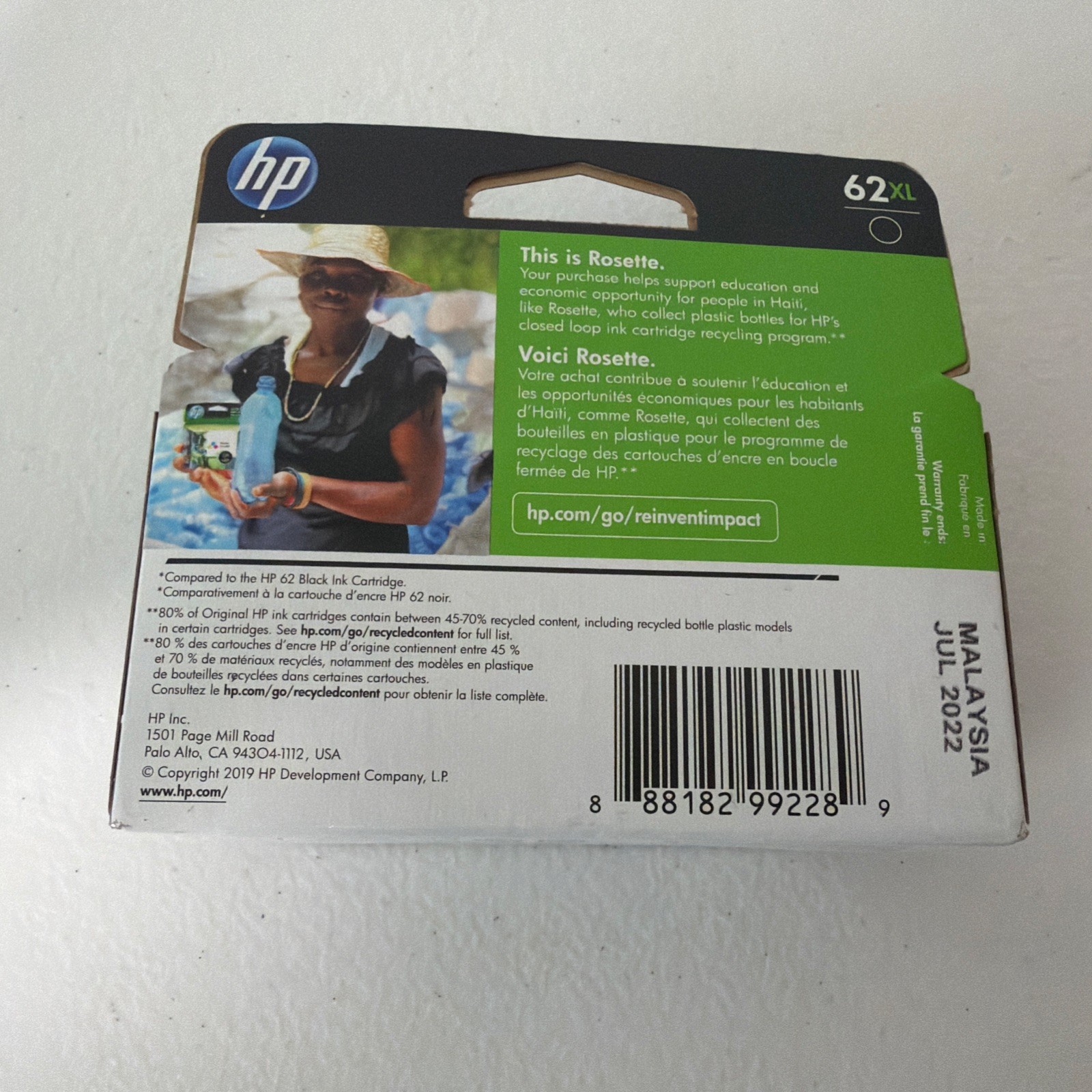 2022 Genuine HP 62XL Black Ink Cartridge C2P05AN High Yield Sealed Box