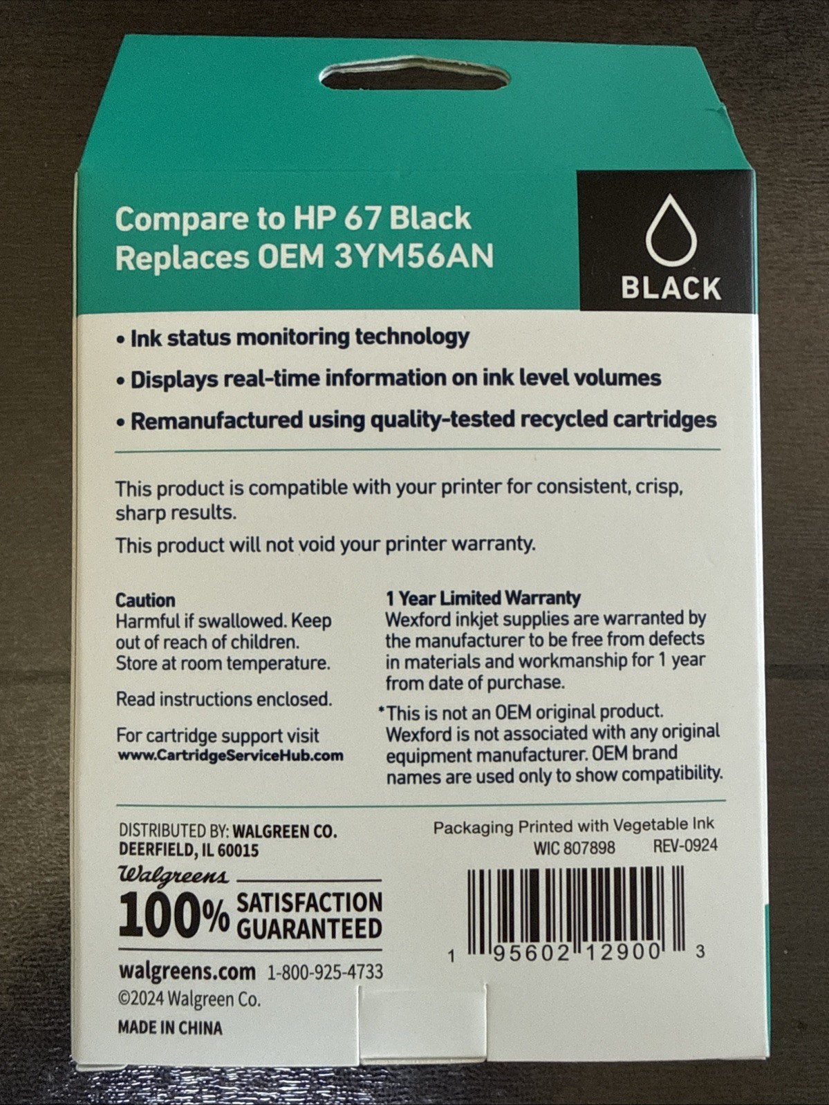WEXFORD Inkjet Cartridge Replaces HP 67 Black Desk Jet Plus Envy PRO For 3YM56AN