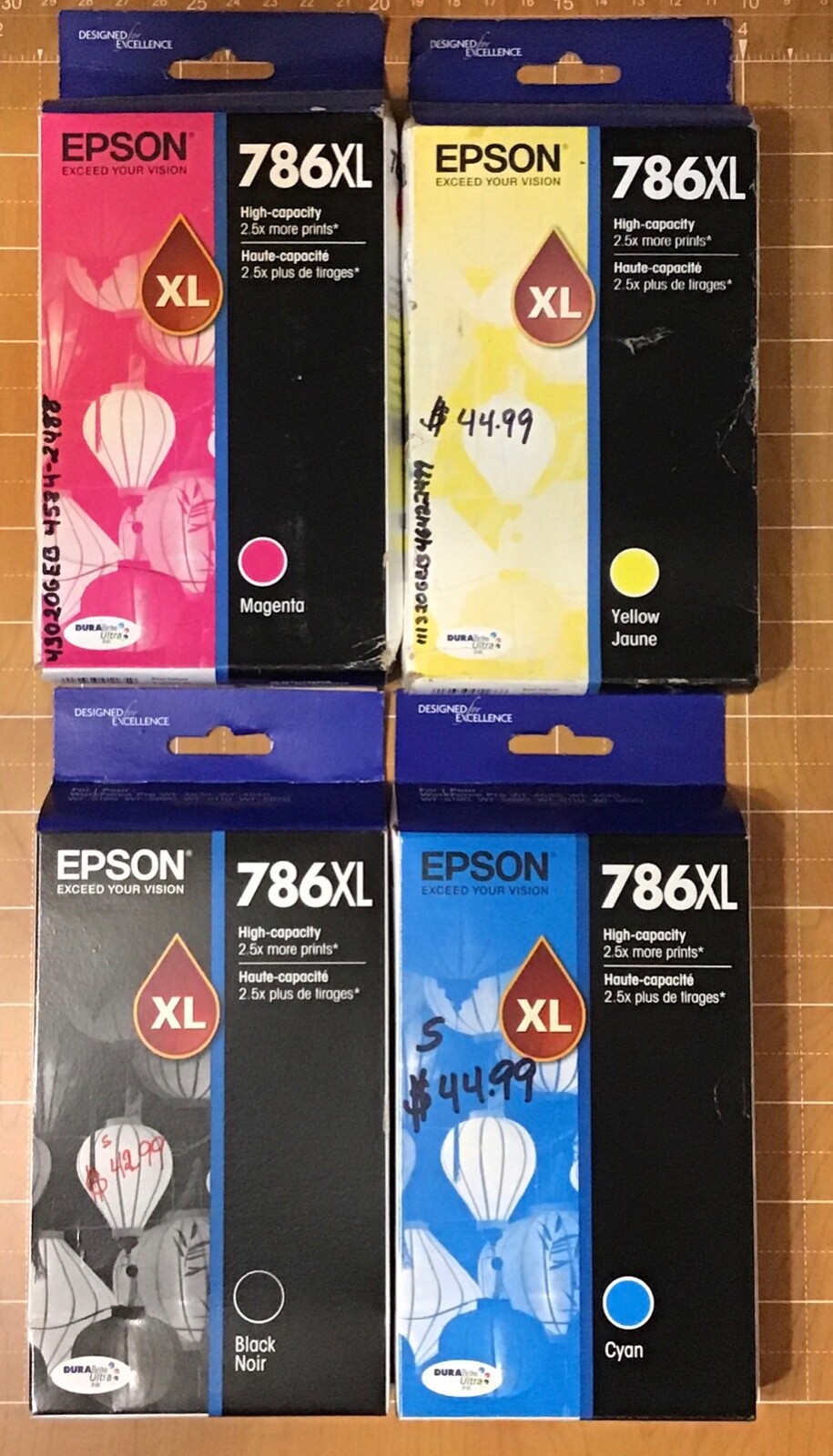 EPSON 786XL Set of 4 1each of Black, Cyan, Magenta and Yellow Exp.10/2020 03/23