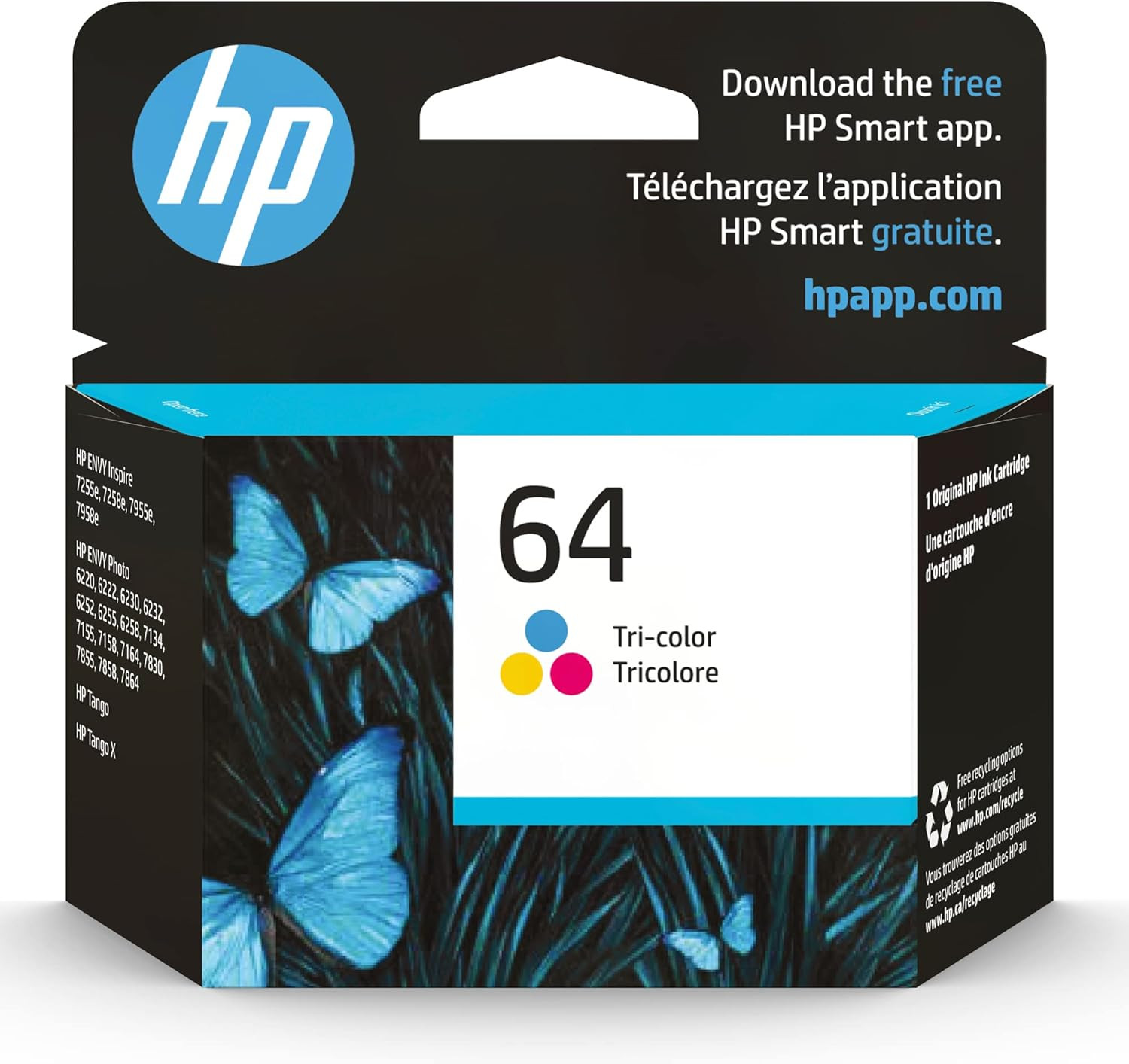 64 Tri-Color Ink Cartridge for Printers | Works with Printer Series: ENVY In…