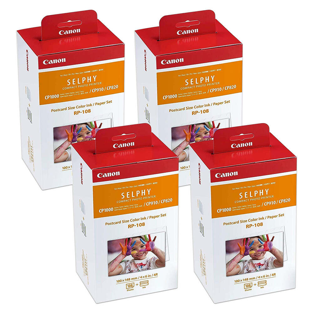 4X Canon KP-108IN Color Ink Paper Set 4×6 for Canon Selphy CP1300 CP1200 CP910
