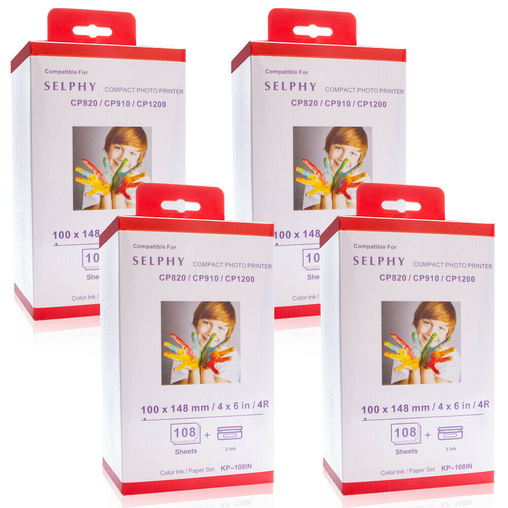 Canon Selphy KP-108IN Color Ink Paper Set 432 4×6 Sheets with 12 Toners 3115B001