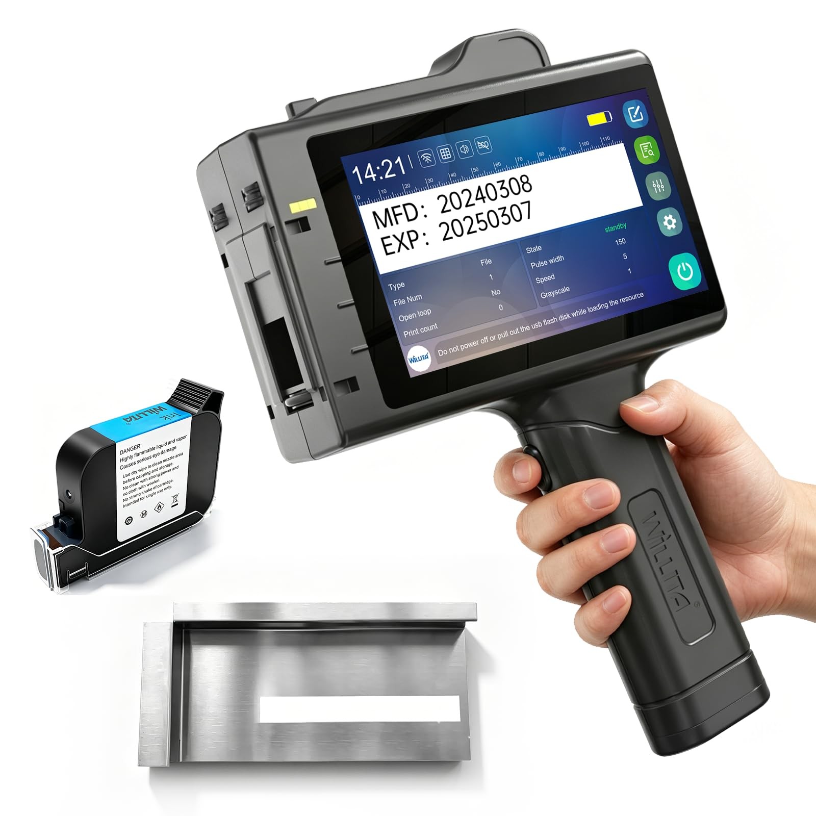 WILLITA 0.5 Inch Portable Handheld Inkjet Printer Gun Newly 2-12.7mm, Black
