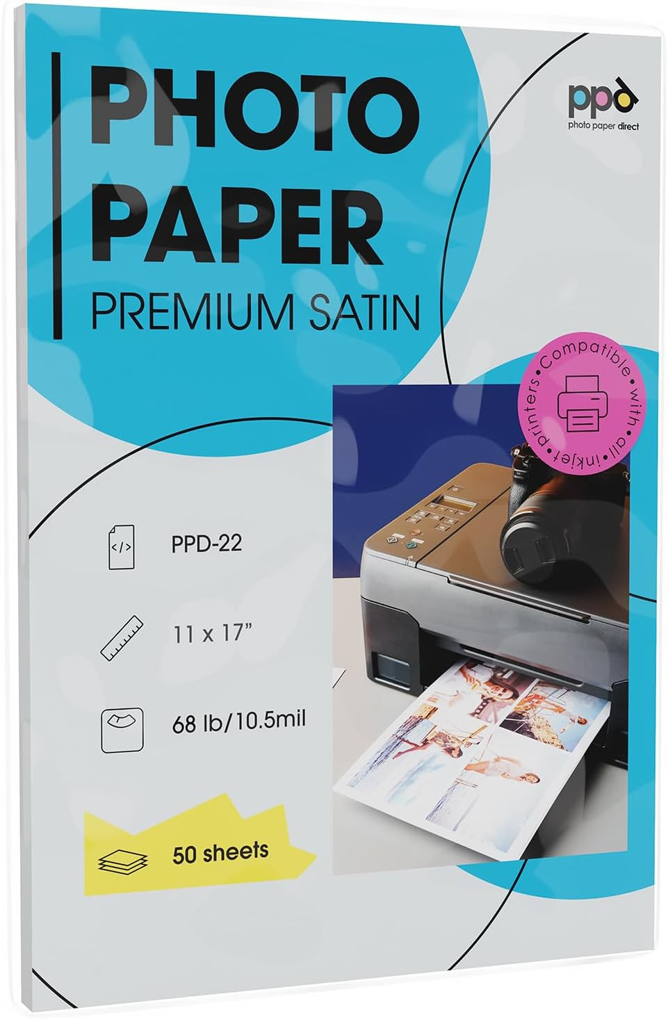 Satin Photo Paper for Inkjet Printer, Premium Pearl Luster Finish 11 X 17 Size S