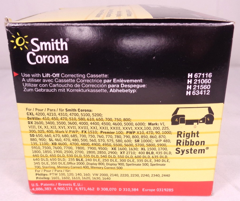 Smith Corona H67108 Correctable Film Ribbons Box of 6 Black High Yield NOB
