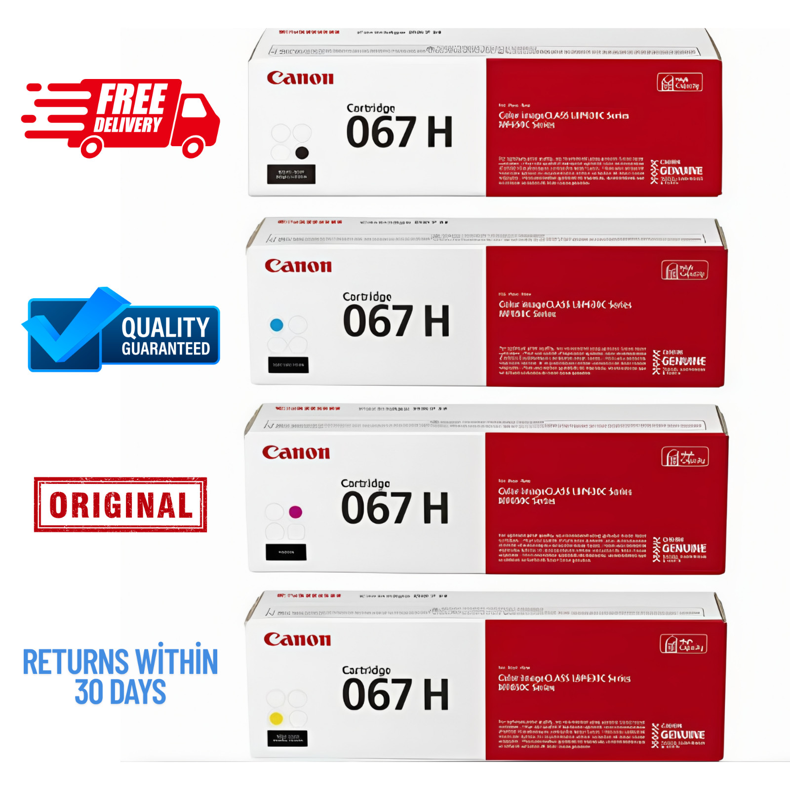 Canon 067H Toner Set Genuine Original 4-Color BCMY High Yield NEW Sealed