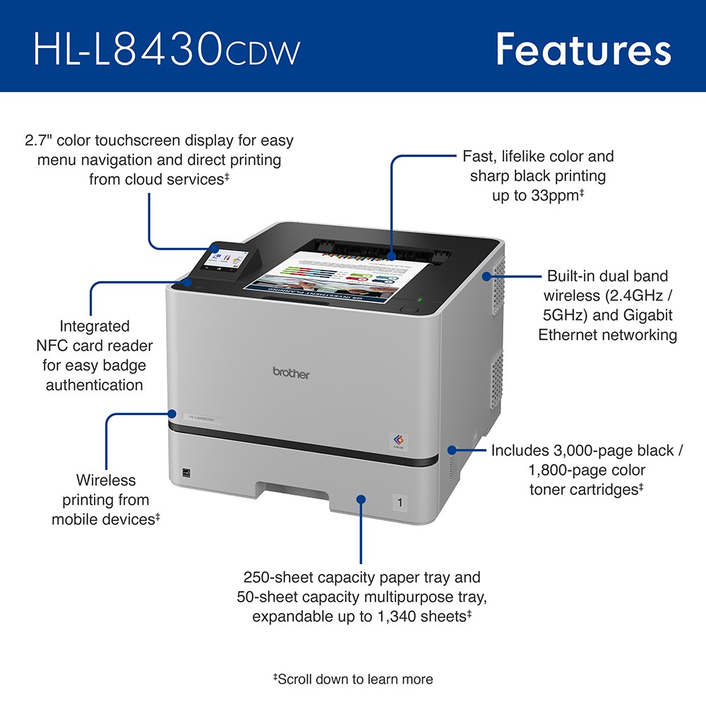 Brother Business Color Laser Printer with Wireless Networking