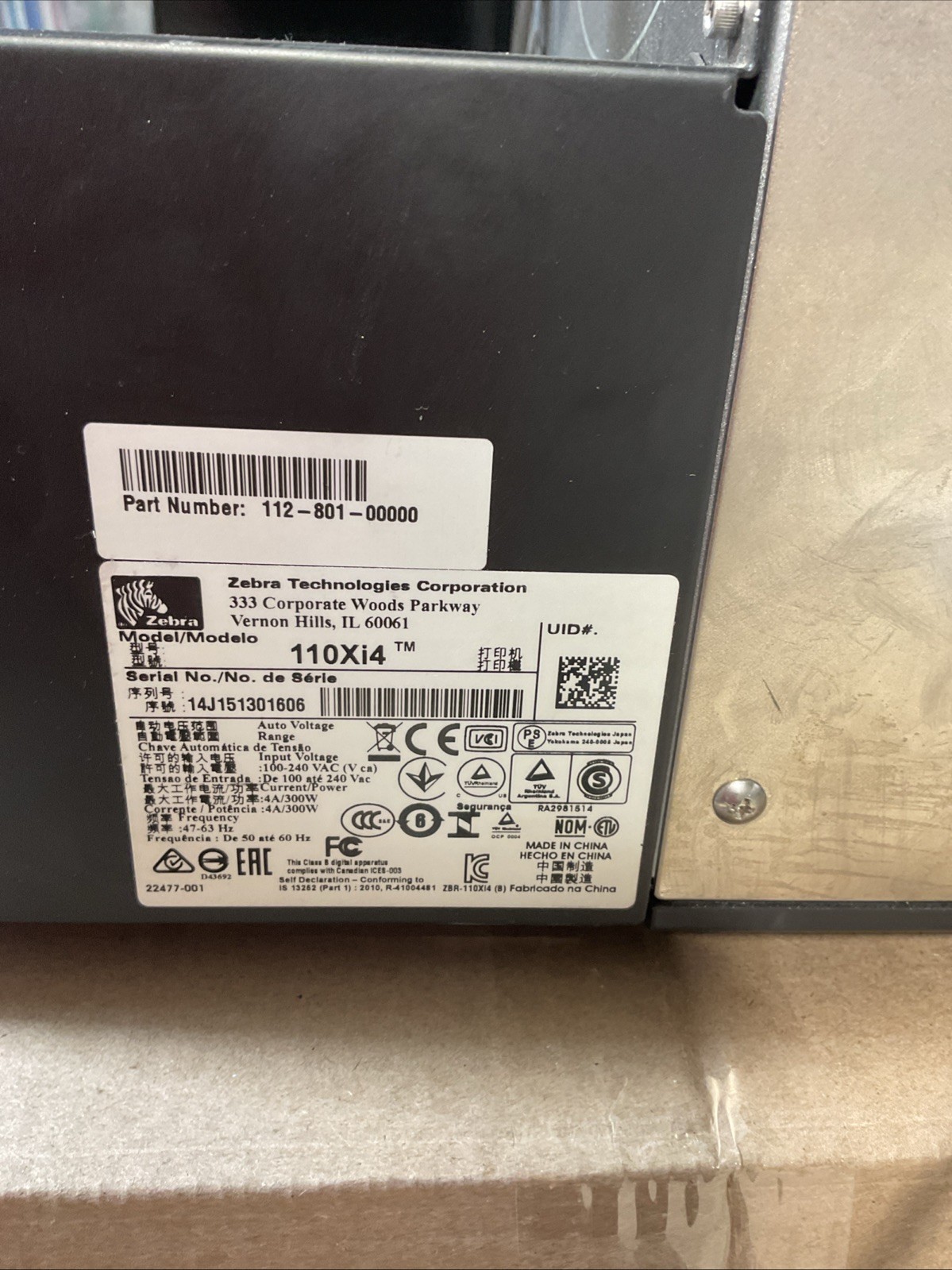 Zebra R110Xi4 Label Thermal Printer,fast Shipping