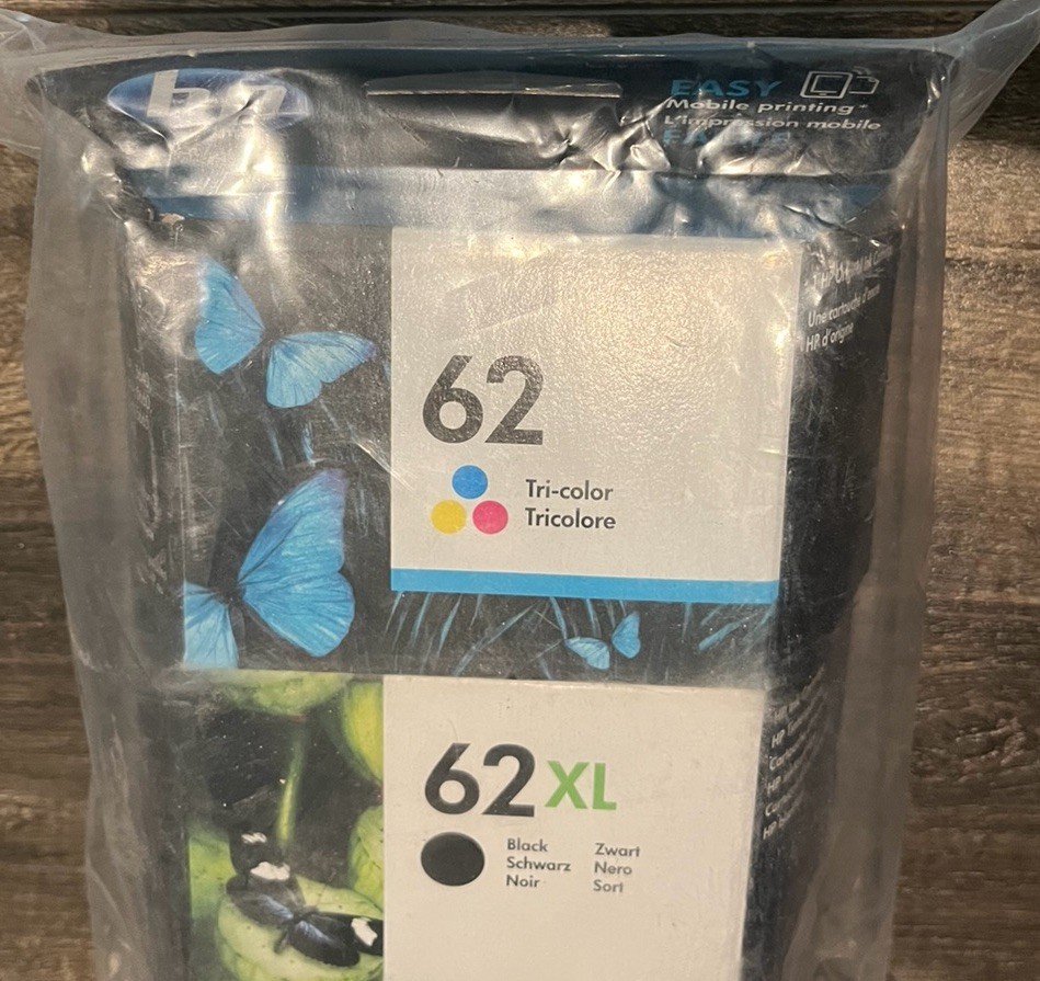 NEW Sealed Lot of 2 Genuine HP 62XL Black & Tri Color Ink Cartridge OEM Expired