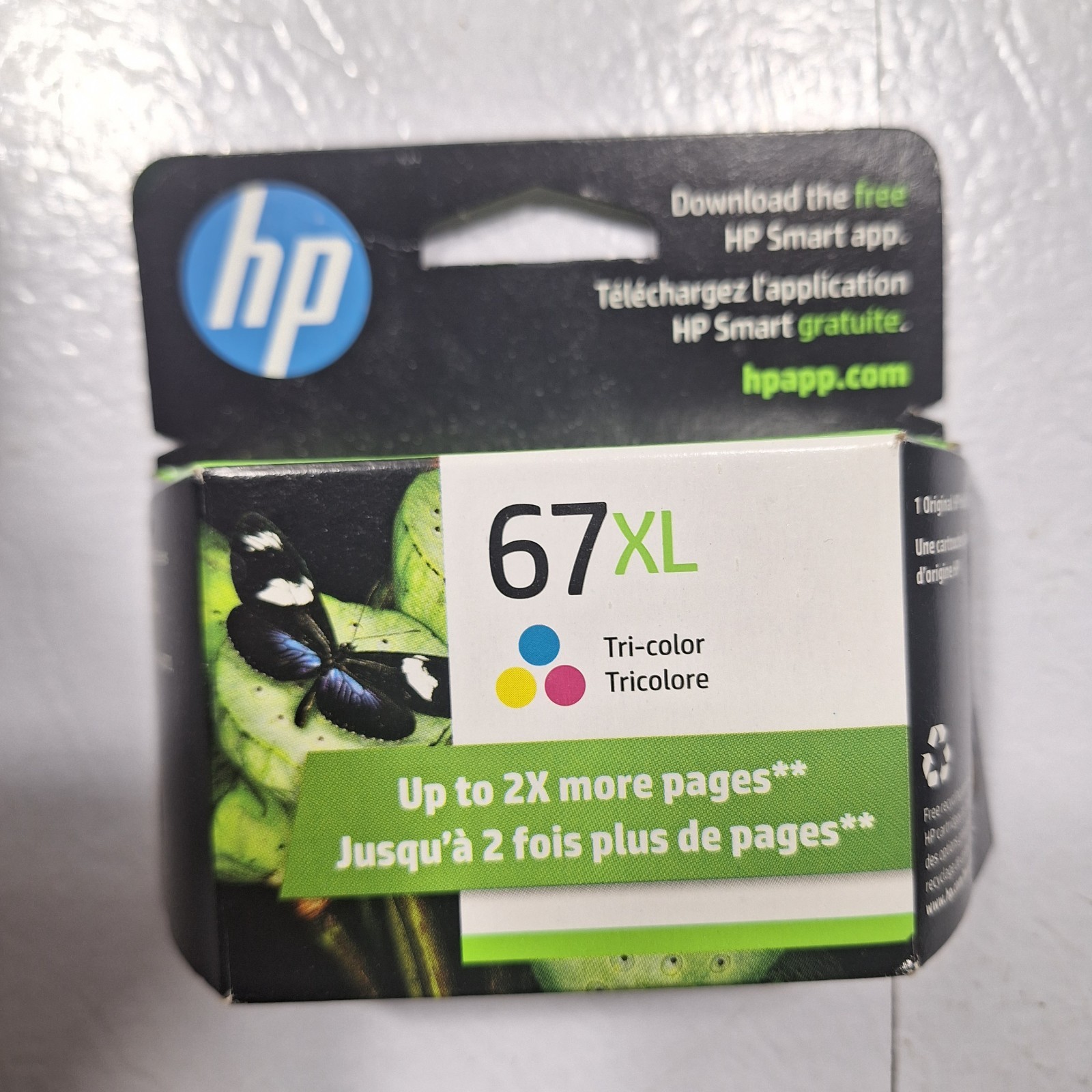 HP 67XL Tri-Color Ink Cartridge 3YM58AN New Sealed Genuine High Yield EXP, 1/27
