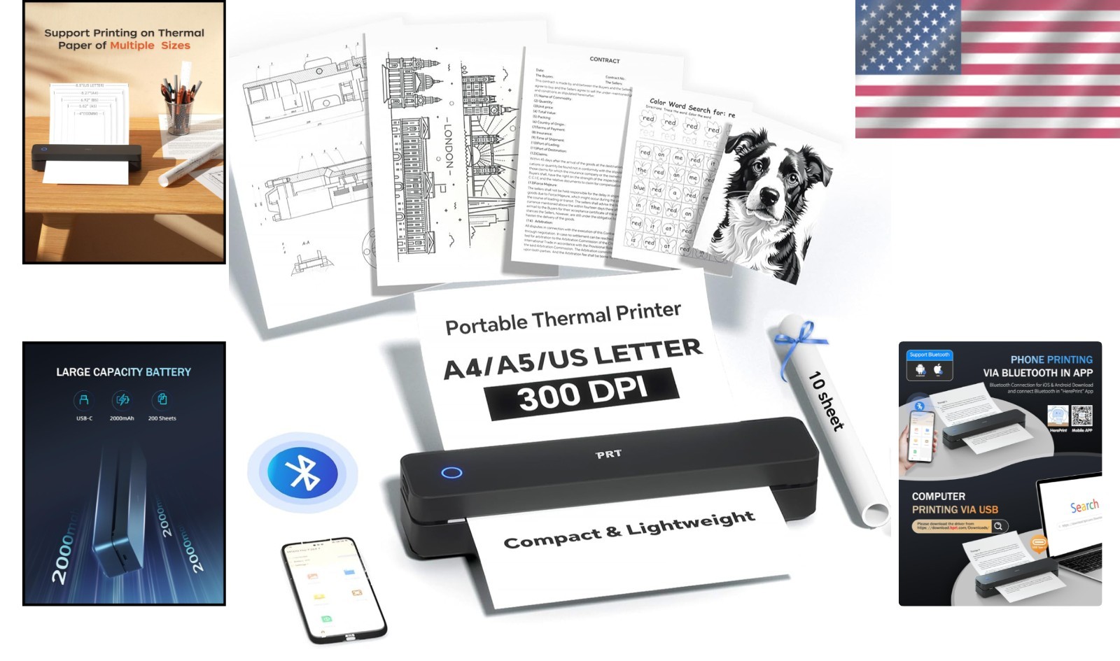 Compact Inkless Mobile Thermal Printer for Easy Printing on the Go – 8.5″ x 11″