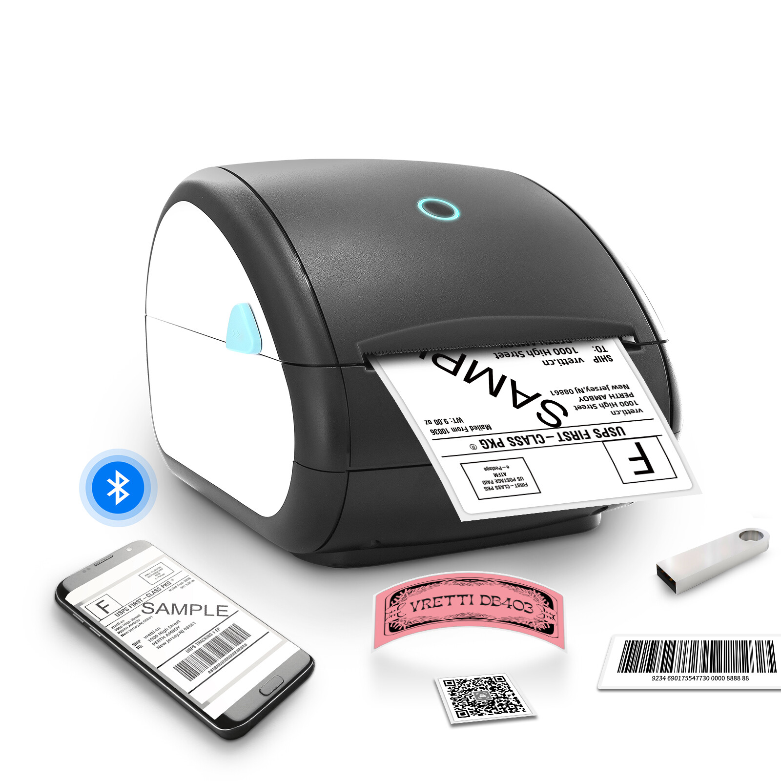 Wireless Bluetooth Thermal Shipping Label Printer 4×6 Label Printer For iPhone