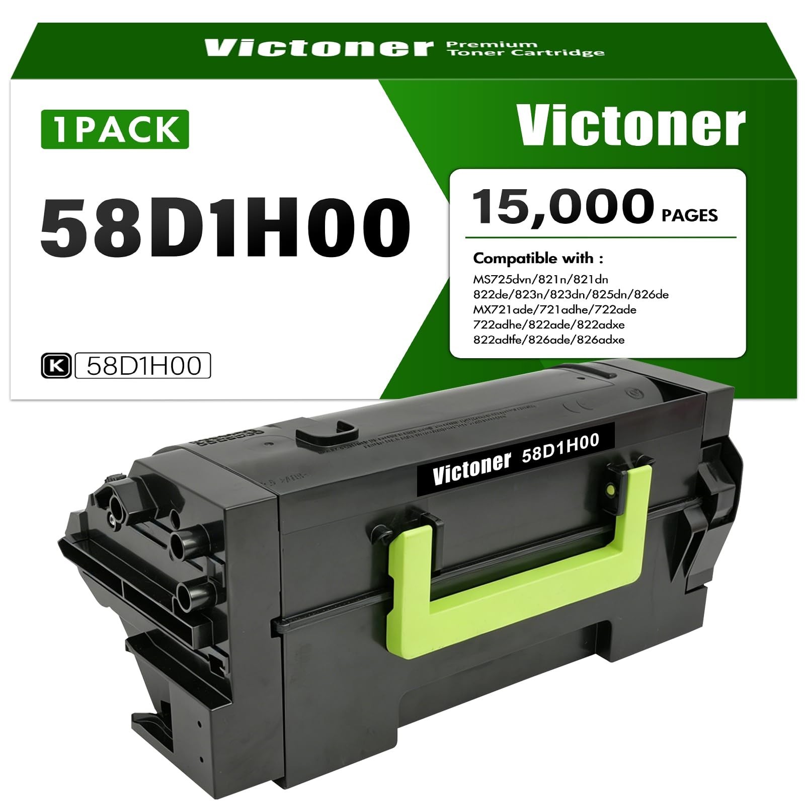 58D1H00 Black Toner Cartridge 58D1000 MS821n MS823dn Compatible for Lexmark