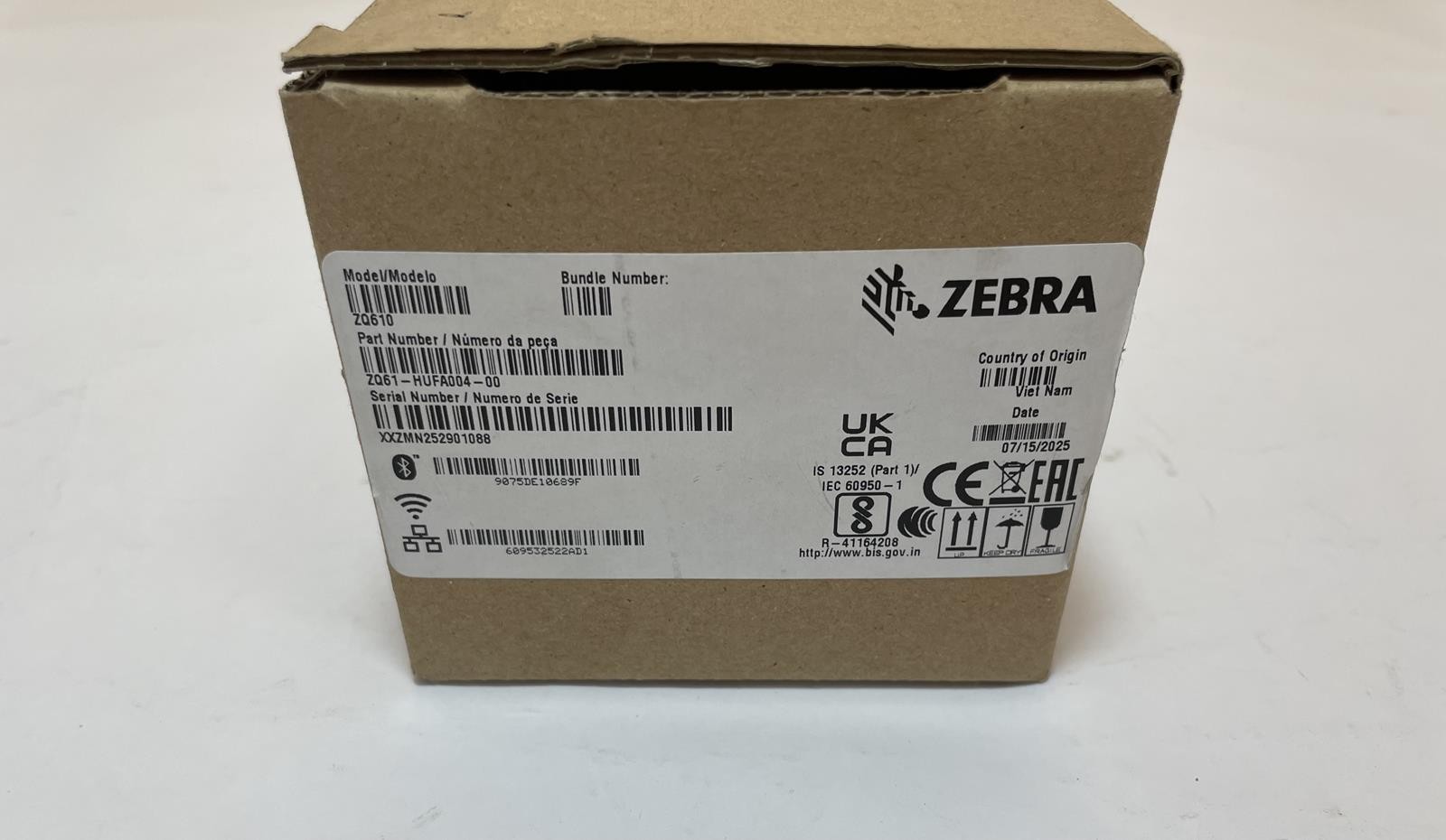 Zebra ZQ610 Plus ZQ61-HUFA004-00 Portable Direct Thermal Printer -NOB