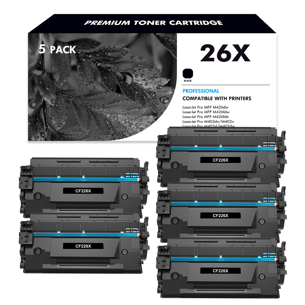 5 Pack CF226X CF226XC For HP 26X Toner Laserjet Pro MFP M426FDN M402N M426FDW