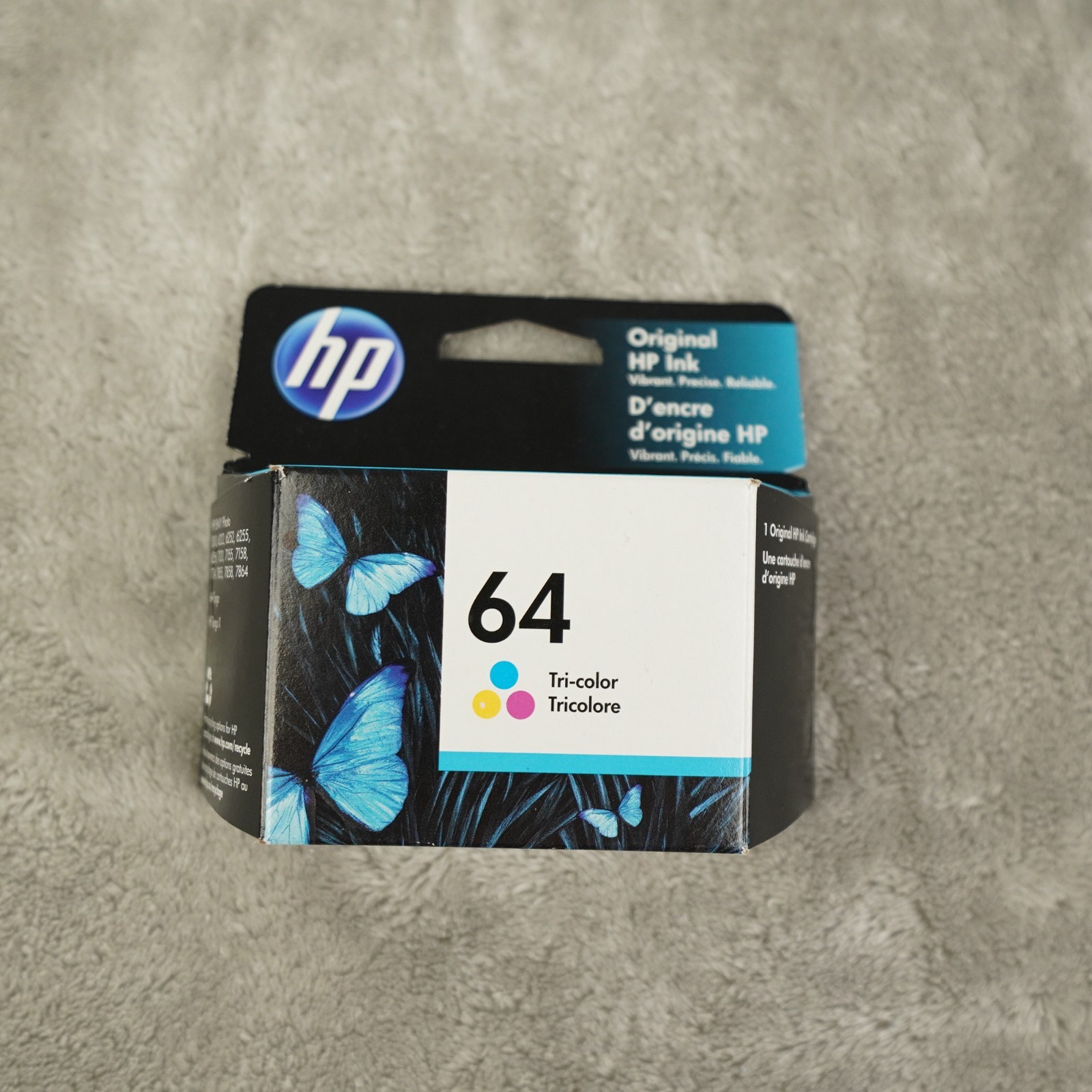 HP 64 Tri-color Ink Cartridge N9J89AN Genuine HP Ink New Sealed EXP 8/2023