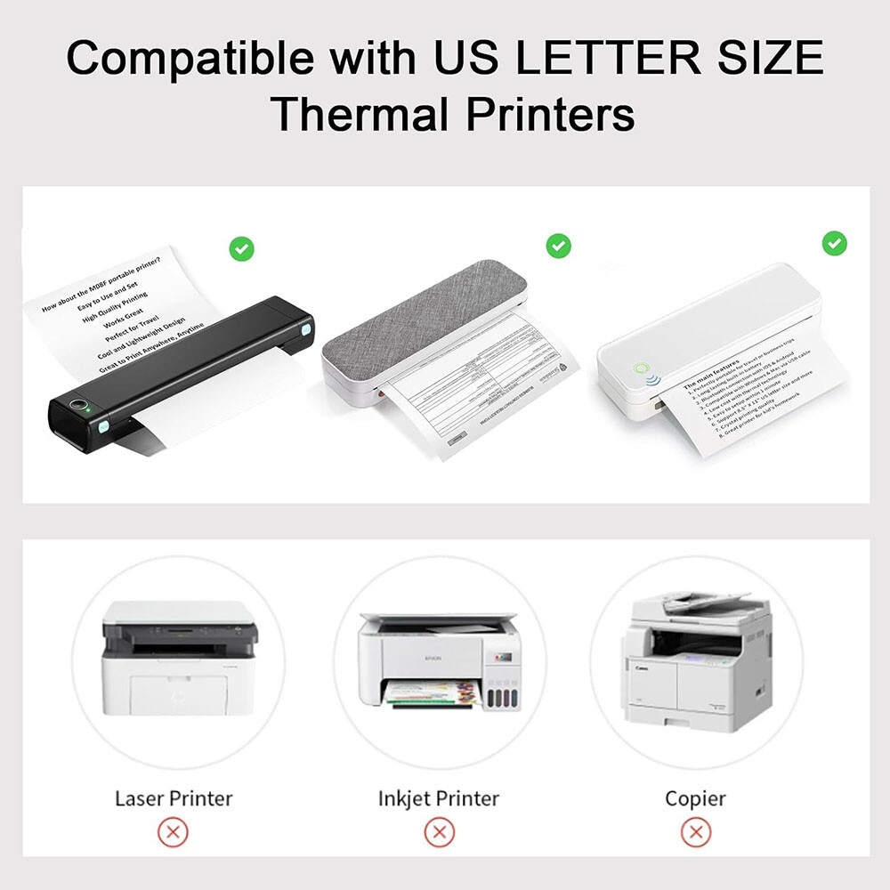 100-200 Sheets A4 Thermal Printer Paper 8.5″ x 11″ US Letter Size for M08F M834