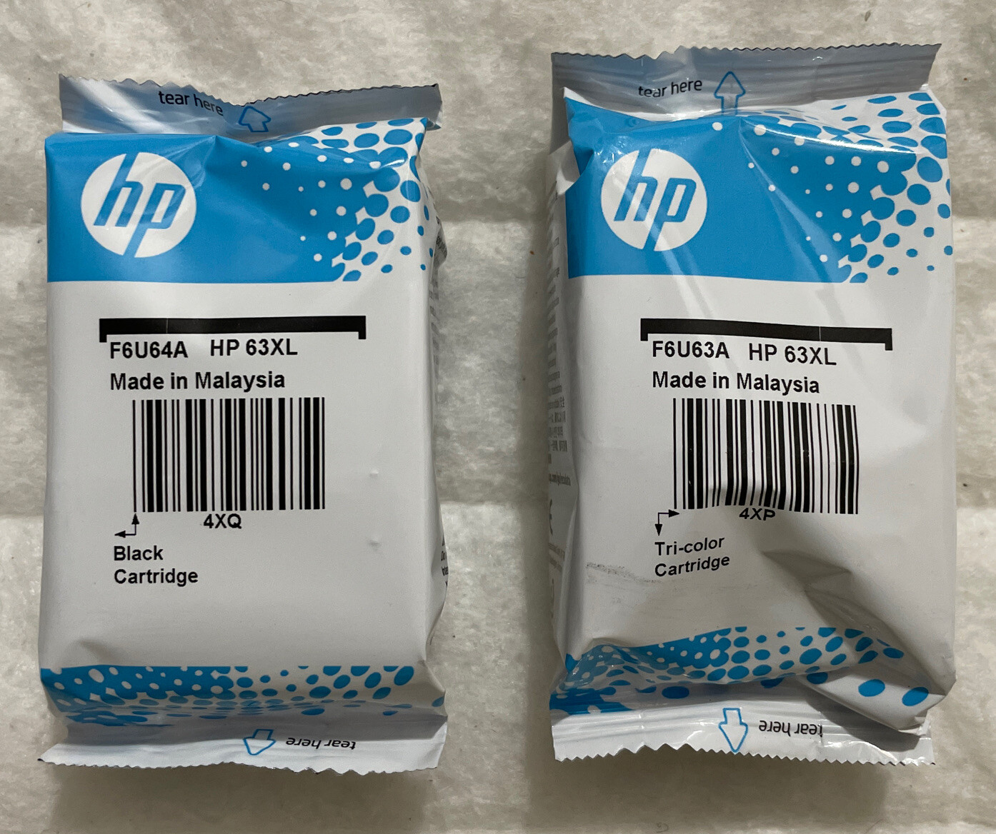 HP 63XL Black Tricolor Combo L0R44BN -F6U63AN & F6U64AN Genuine Sealed Foil Pack