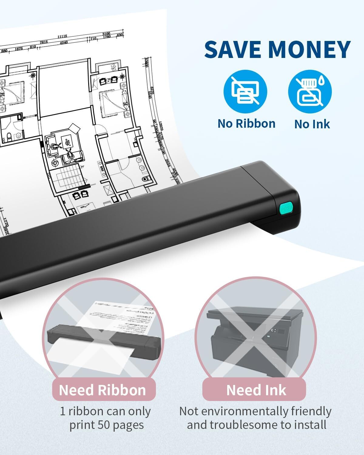 Phomemo M08F Wireless Bluetooth Printers Thermal A4 Printers with Carry Case lot