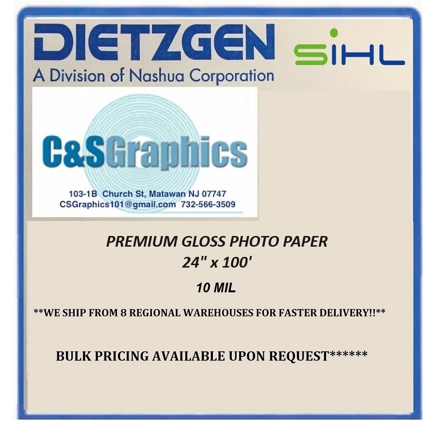 10 mil Ink Jet GLOSS Photo Paper Roll 24″x100′ 3″ CORE/ 2″CORE ADAPTER