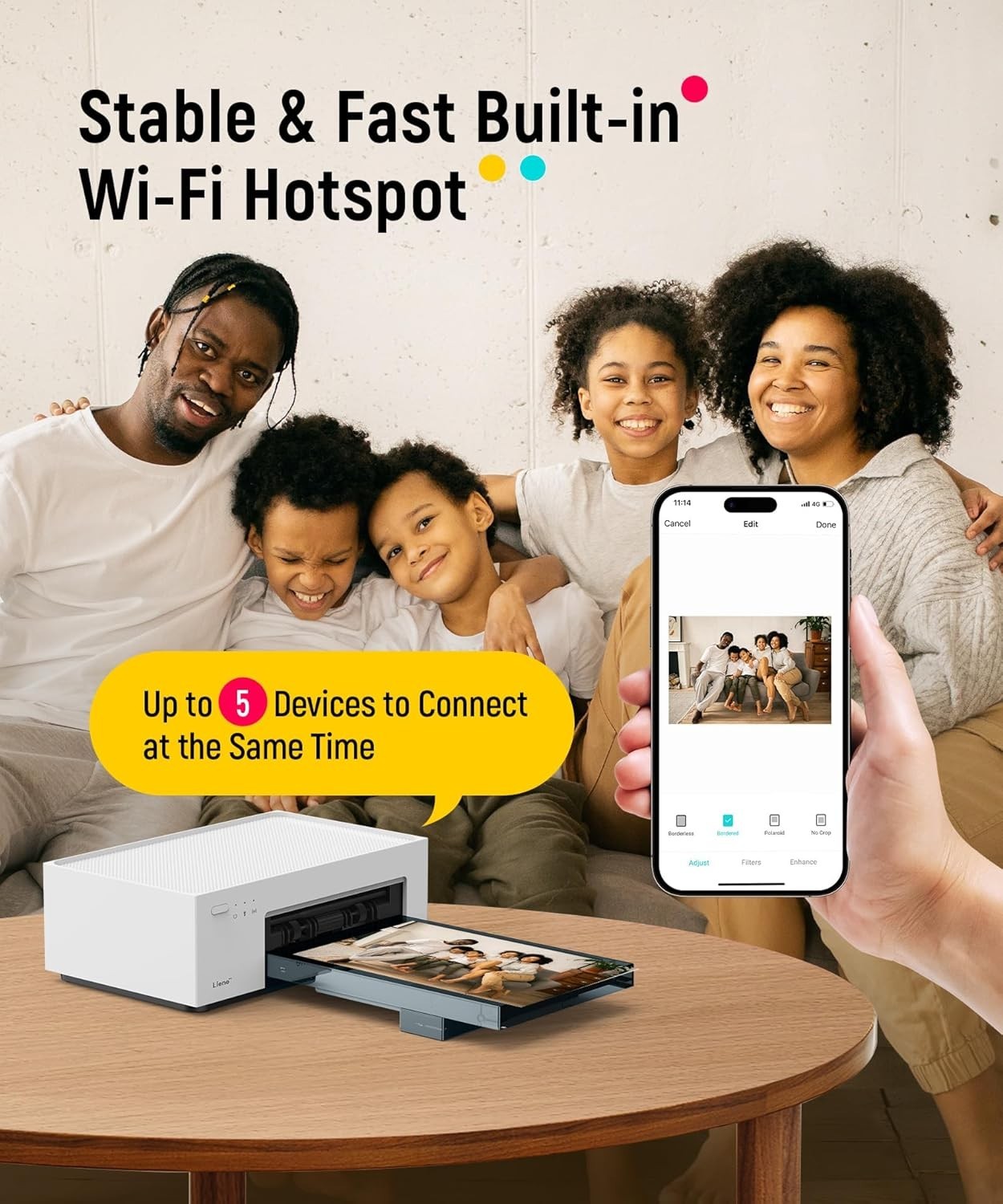 Liene Amber M100 Instant 4″x6″ PhotoPrinter●DHP513+Big Cartridge Bundle●Wireless