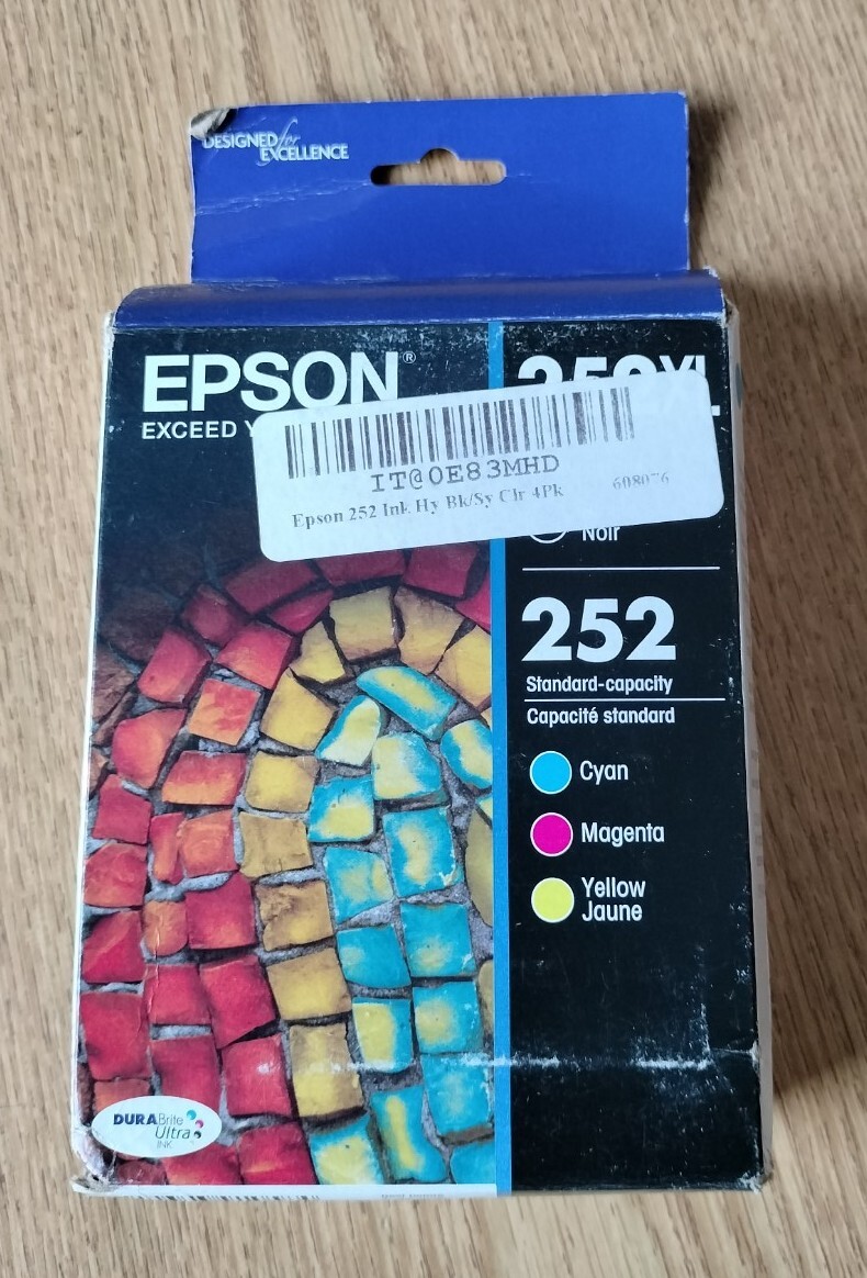 NEW SEALED Genuine Epson 252XL Black & 252 Color Inks T252XL-BCS Exp 03/2023
