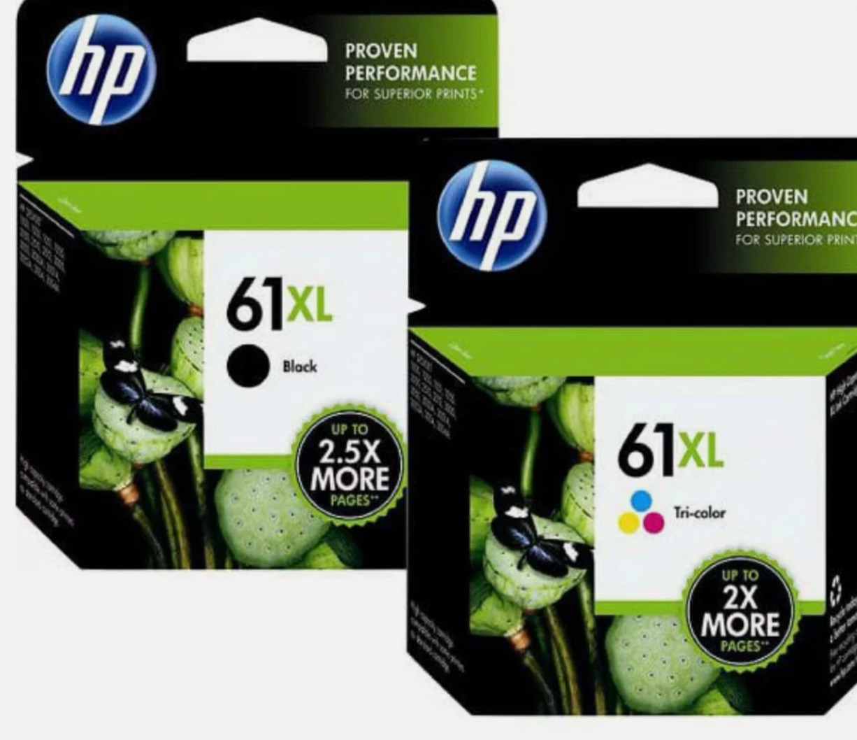 HP 61XL Combo 61XL Black 61XL Tri-Color Genuine Cartridges Retail Box, Jun 2027
