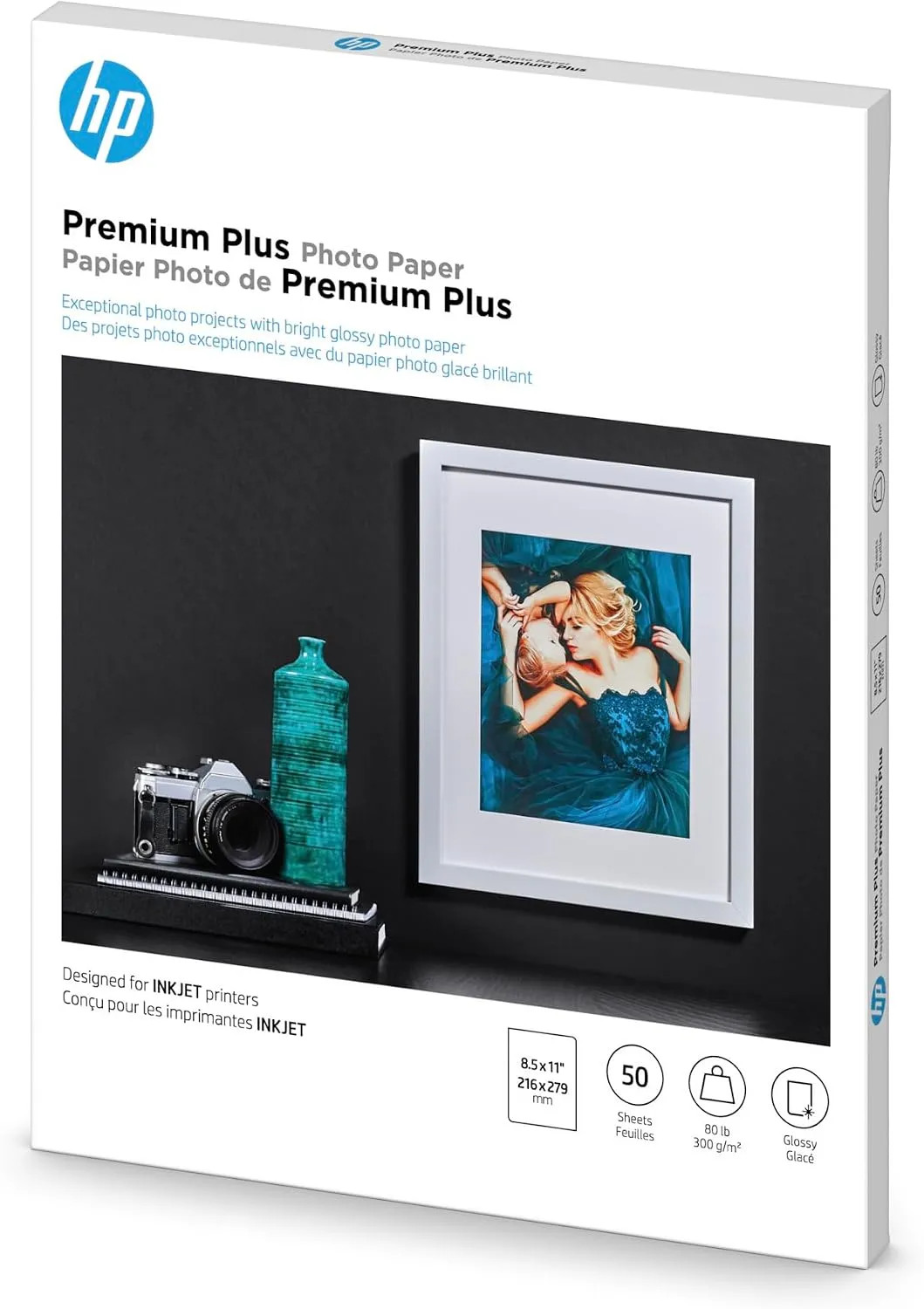 Premium Plus Photo Paper Glossy 8.5×11 Inch 50 Sheets For Inkjet Printers White