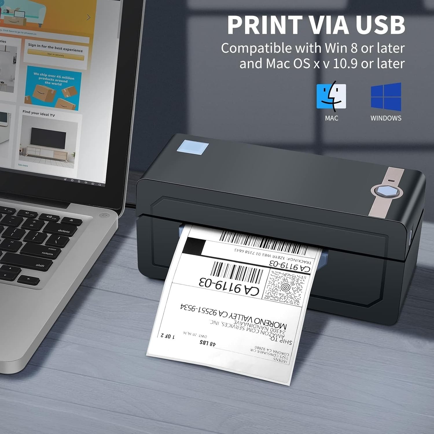Wireless 4×6 Shipping Label Printer – iOS Android Compatible..