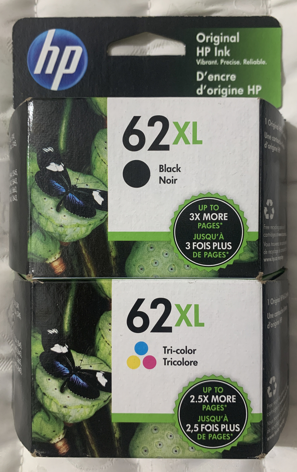 HP 62XL Black & Color Combo Ink Cartridge F6U02BN – C2P05AN & C2P07AN Exp 2024+