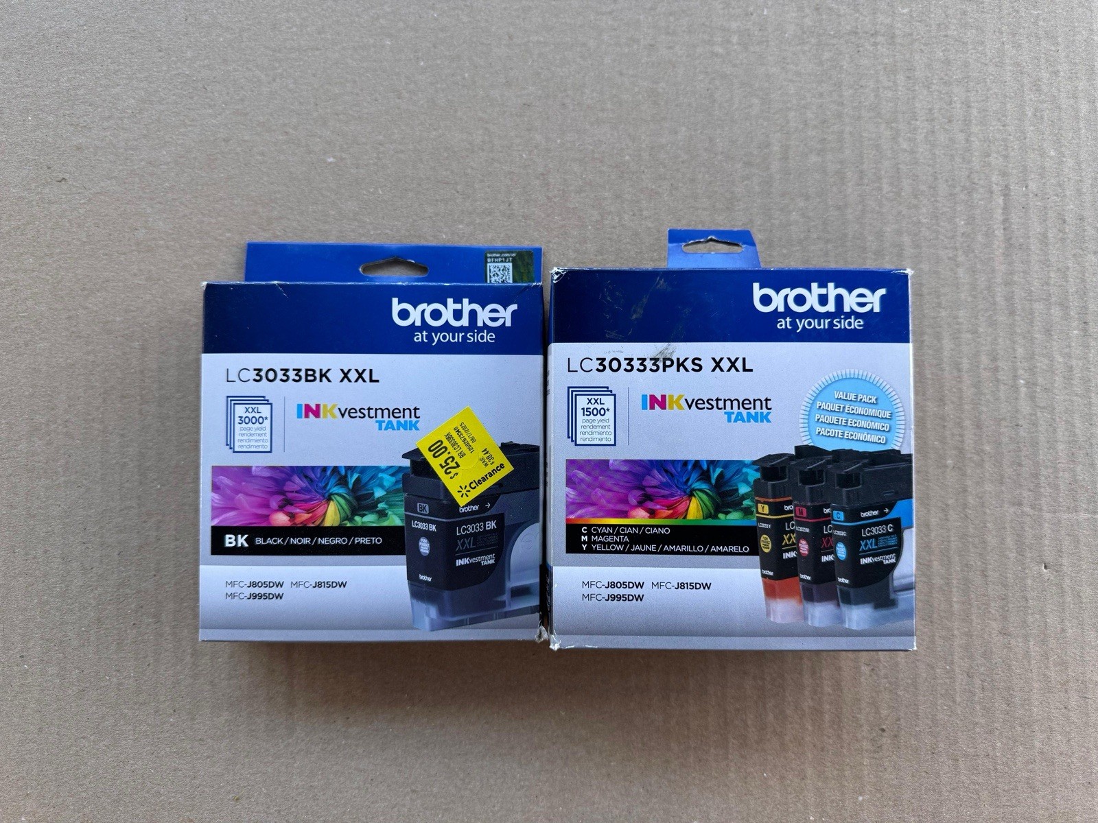 New Genuine Brother LC3033XXL Black Cyan Magenta Yellow 4PK Ink Cartridges 2025