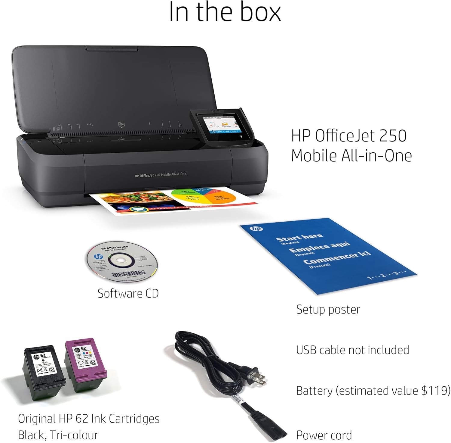 HP OfficeJet 250 Wireless Mobile Printer New!!!