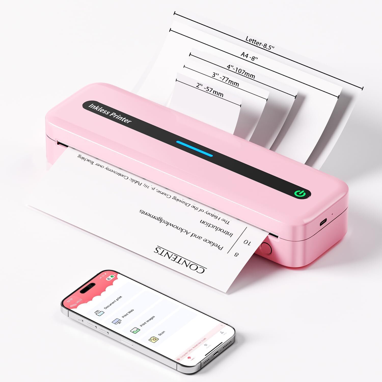 Phomemo M832 Inkless Thermal Printer Wireless for Travel Fit US Letter&A4 LOT