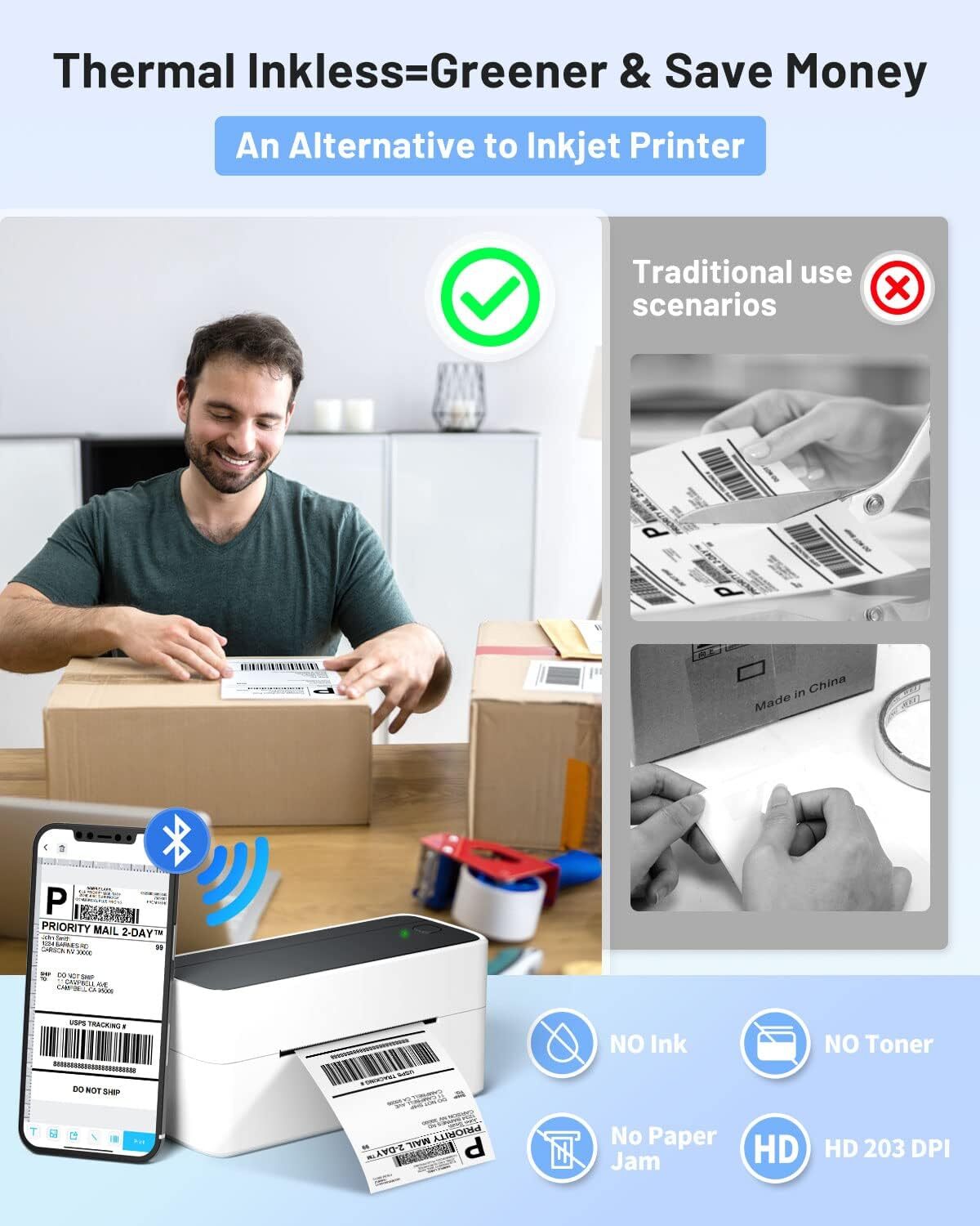 Bluetooth Shipping Label Printer – Commercial Grade Thermal Label Printer Lot