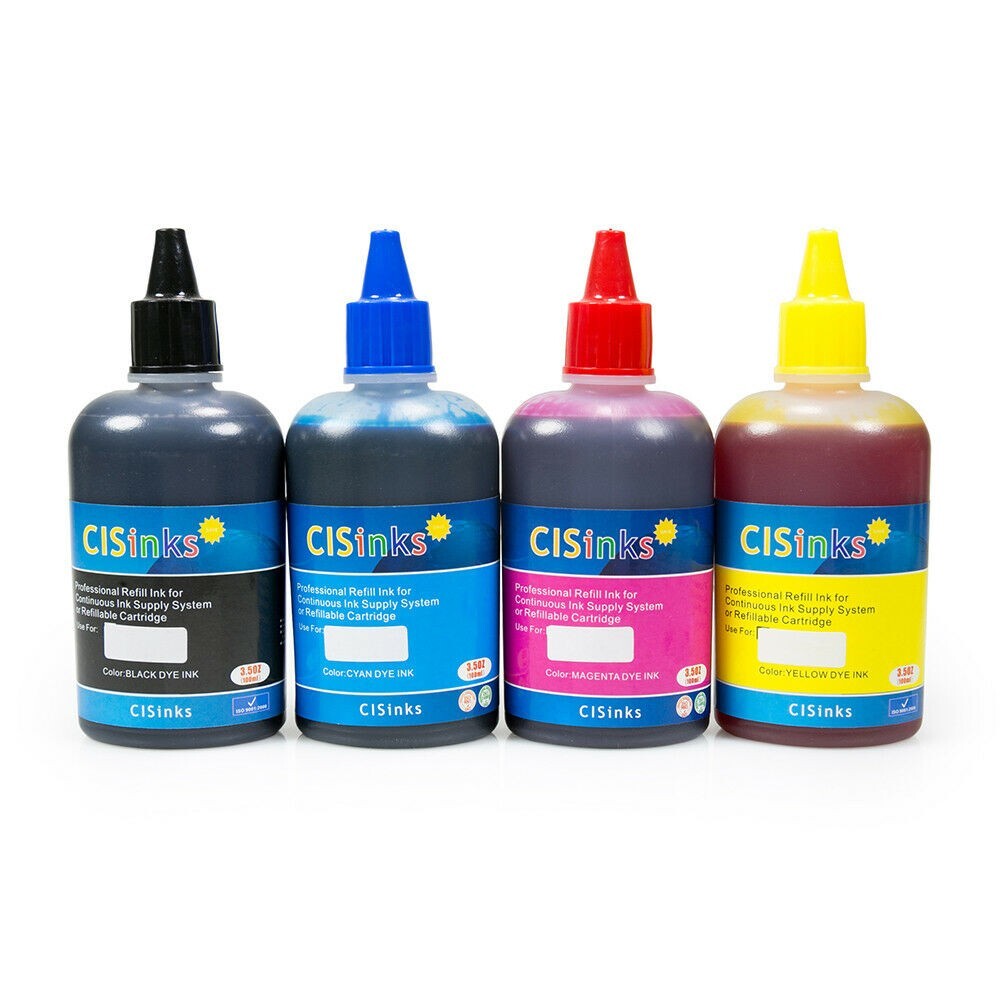 4pk Refill Universal Ink Bottles for Canon GI290 G1900 G2000 G2100 G2400 G2800
