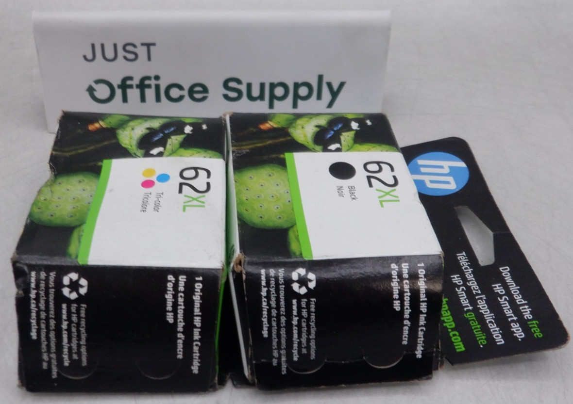 Genuine OEM HP 62XL Black-62XL Tri-color Ink Cartridge FREE SHIPPING