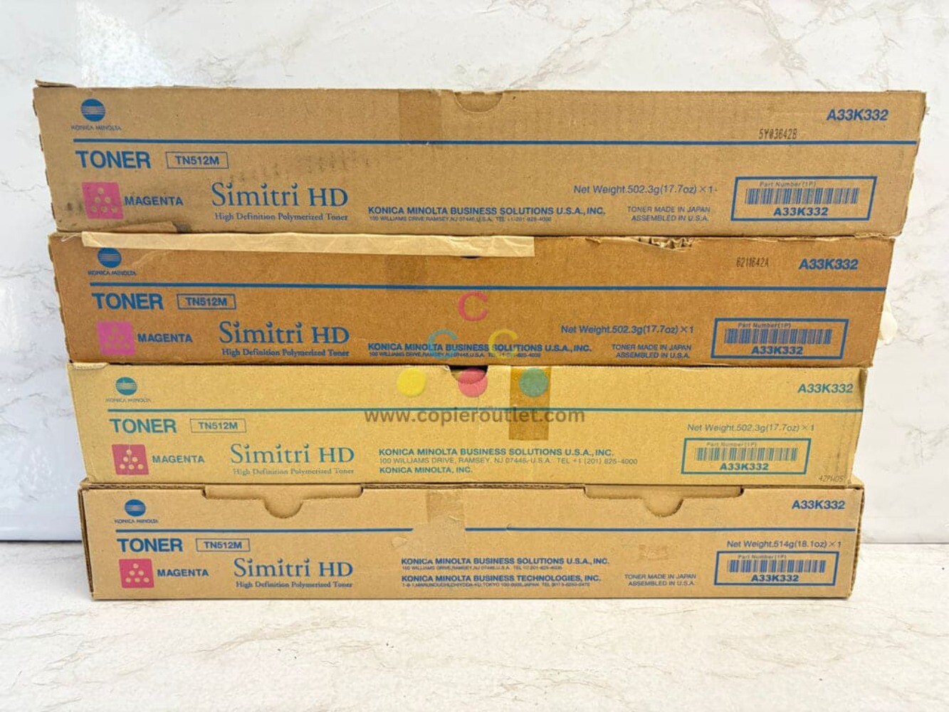 4 OEM Konica BizhubC454,C454e,C554,C554e TN512M, TN-512M (A33K332) Toners