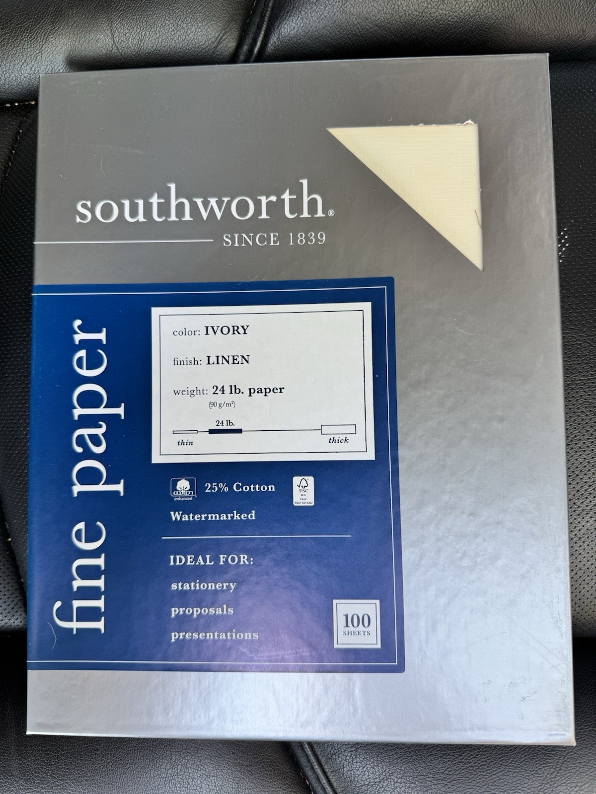 Southworth Fine Pape 25% Cotton Business Paper Ivory Linen 8.5 x 11 in 100ct