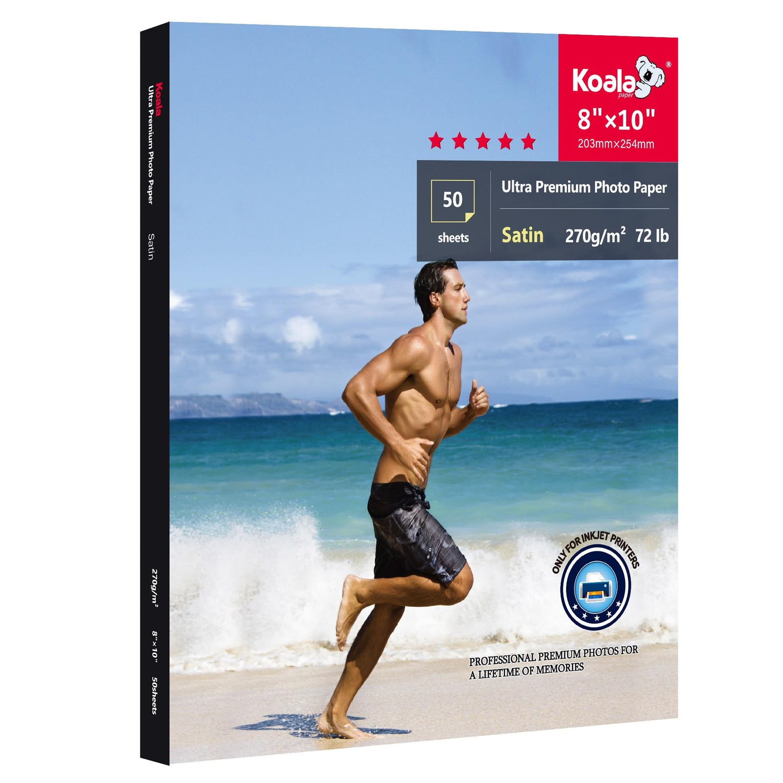 Koala Ultra Premium Photo Paper 8×10 Inch Satin Semi Gloss 50 Sheets 72lb