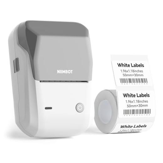B1 Label Maker Machine with Tape for Home and School – Gray White Printer + Tape