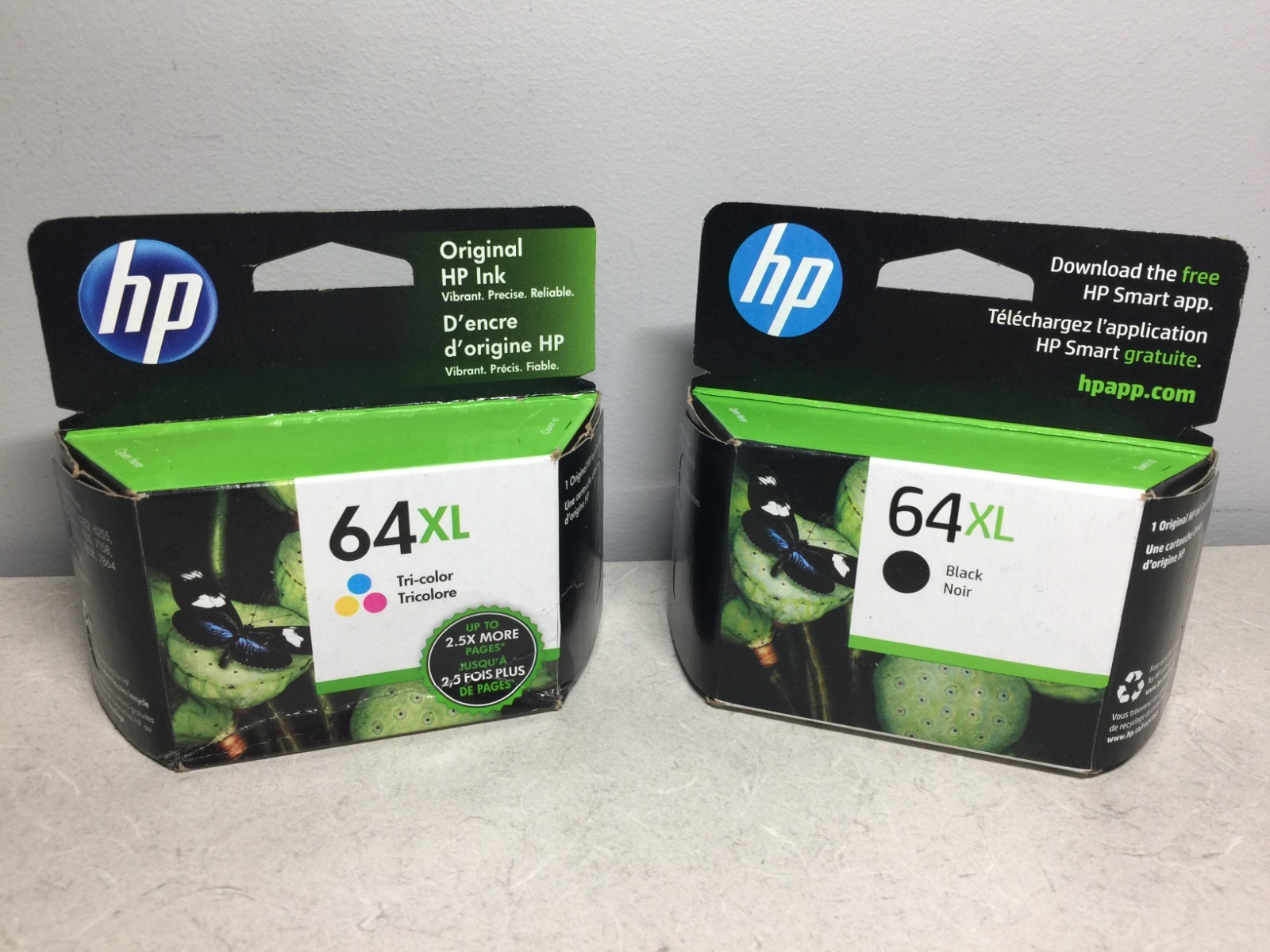 Genuine HP 64XL Black and Tri-Color Ink Cartridges Black 64XL Color Exp. 23/24