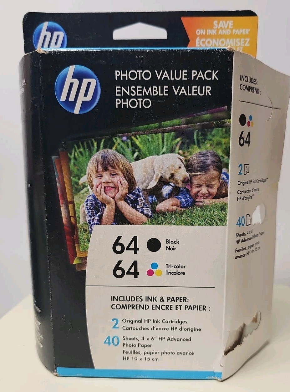HP 64 Black & Tri-color For HP ENVY Photo, Exp 8/2022, No Paper
