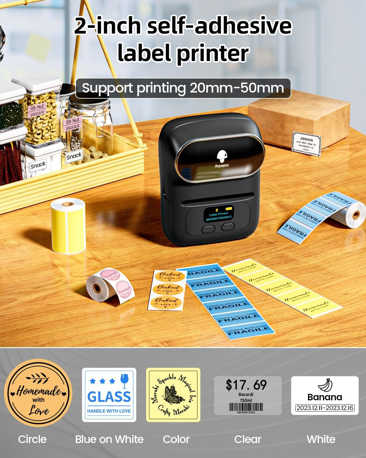 Label Maker – M110 Address Label Printer Bluetooth Thermal Printer for Business,