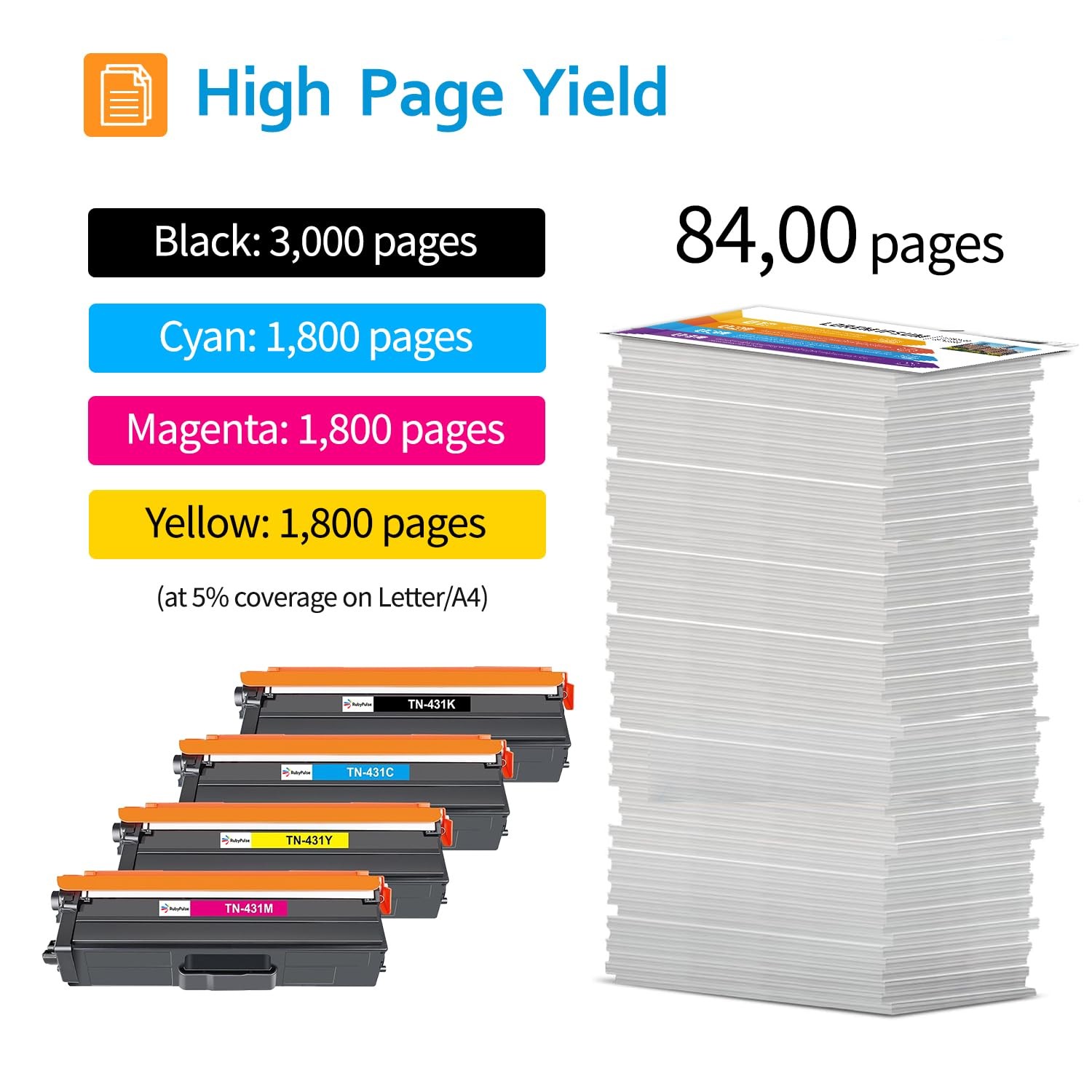 ** NEW Brother Toner | TN431 / TN-431 | Black / Color | Compatible | 4-Pack
