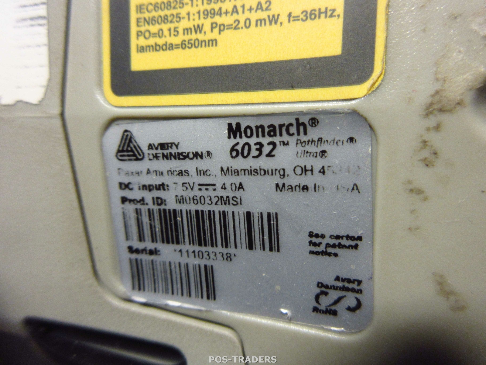 AVERY DENNISON Monarch Pathfinder Ultra 6032 Portable Barcode Printer POS + BATT