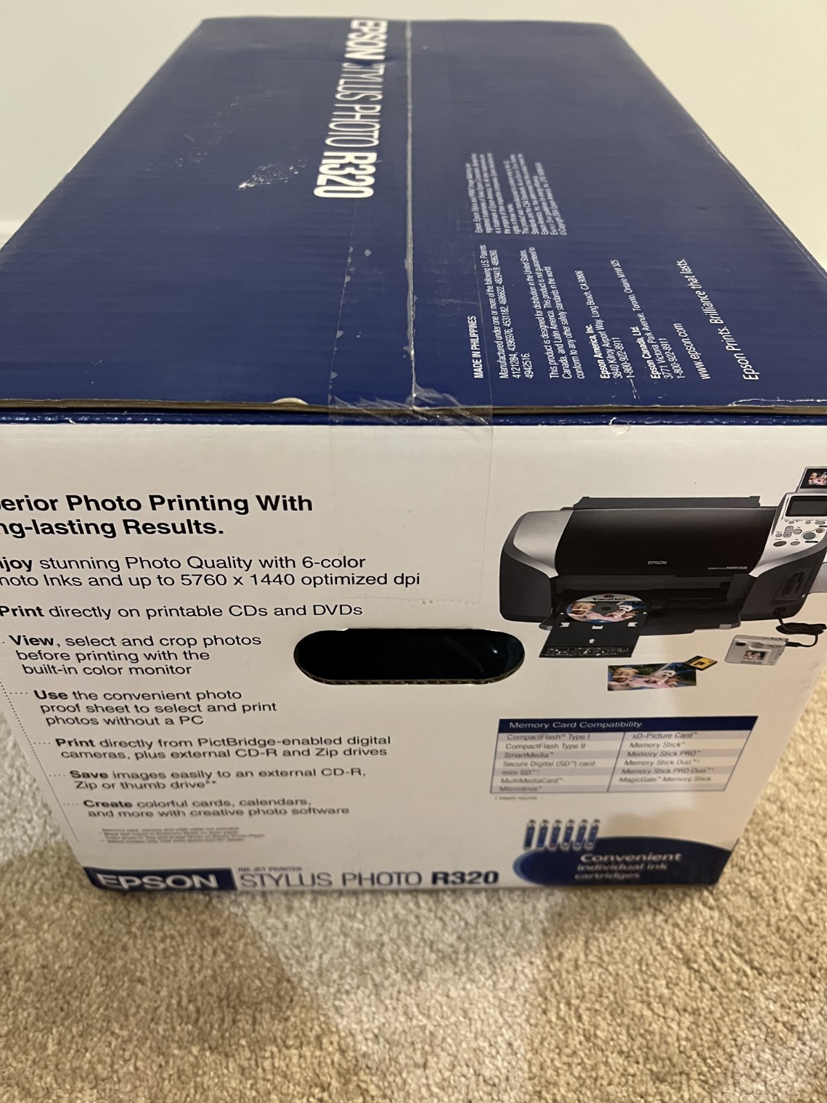 NEW Epson Stylus Photo R320 Inkjet Photo Printer Factory Sealed CD/DVD Printing